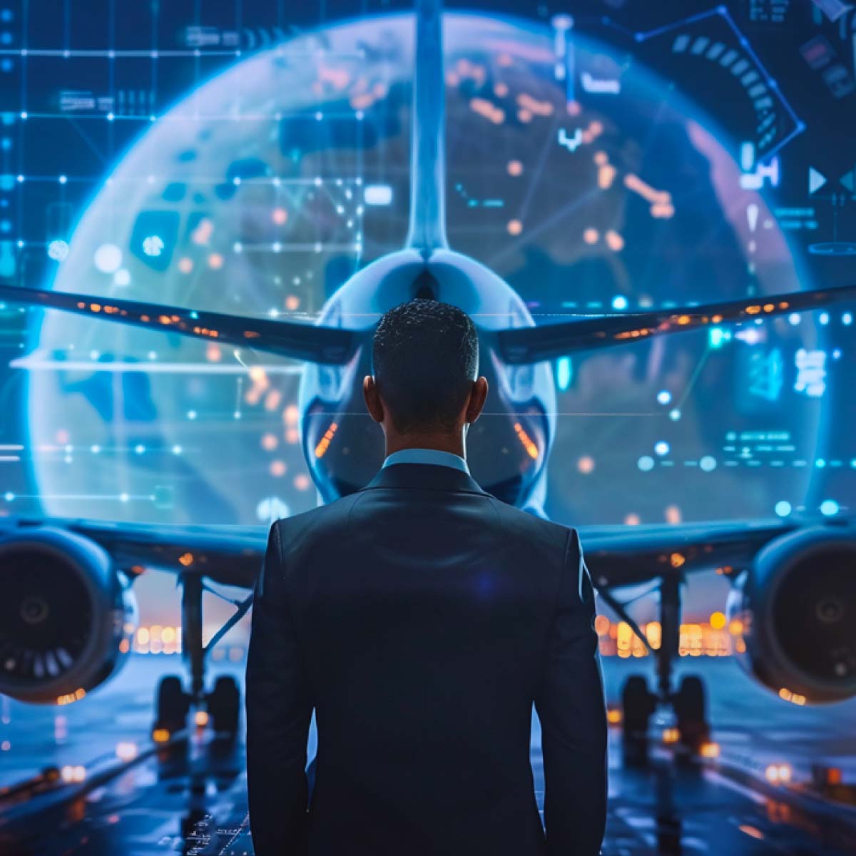 CEO reviewing airline performance data
