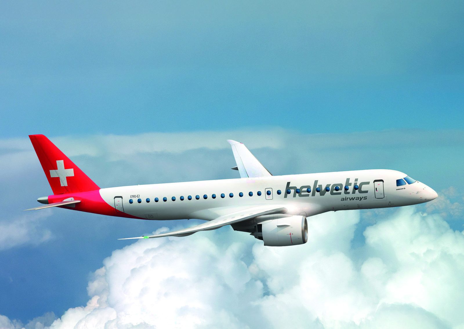 Helvetic Airways Embraer E190-E2 in flight