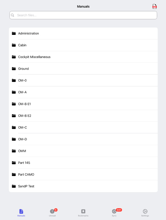 WinOps Library Mobile App folder overview on iPad