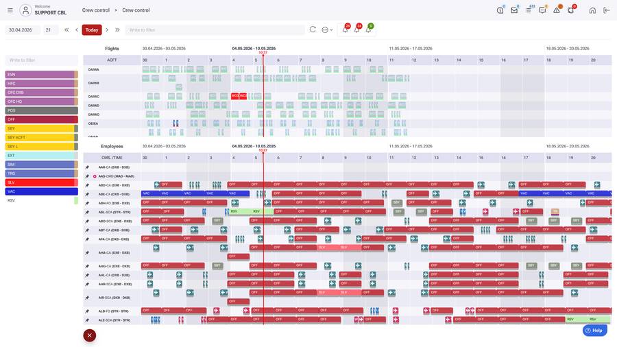 WinOps Crew Control: duty and rest overview