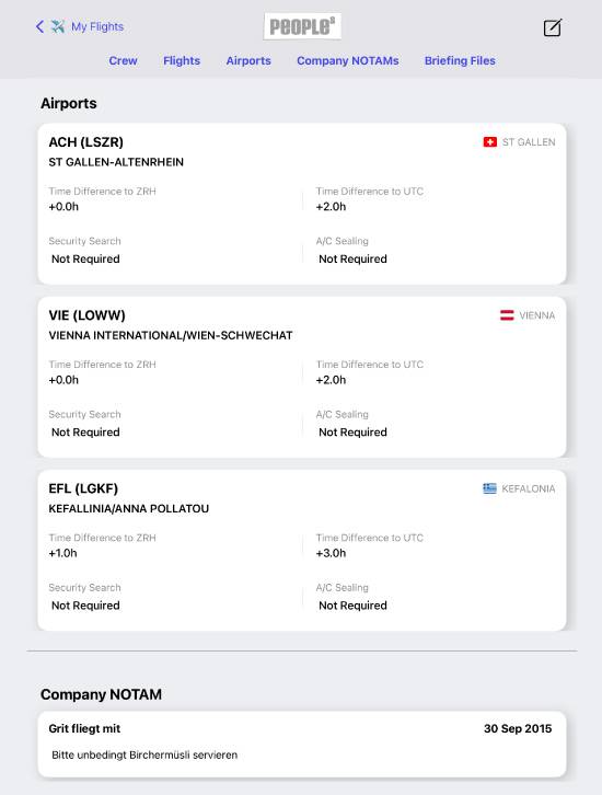 WinOps Cabin Crew app: airport info and NOTAMs