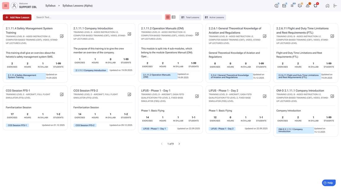 WinOps Syllabus: structured lesson library with training levels, exercises and students